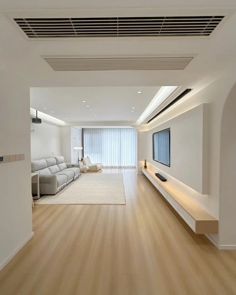 Phòng khách hiện đại với ánh sáng trắng 6500K