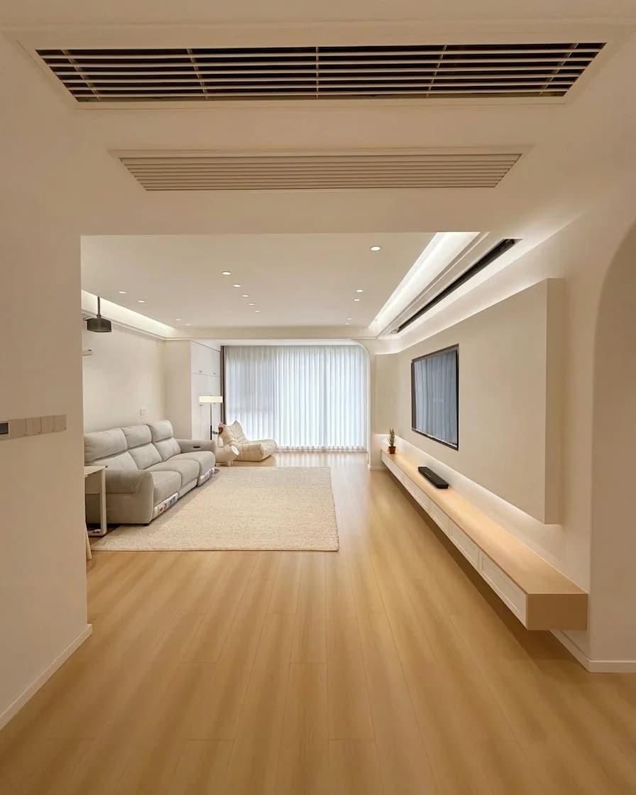 Phòng khách hiện đại với ánh sáng trung tính 4000K